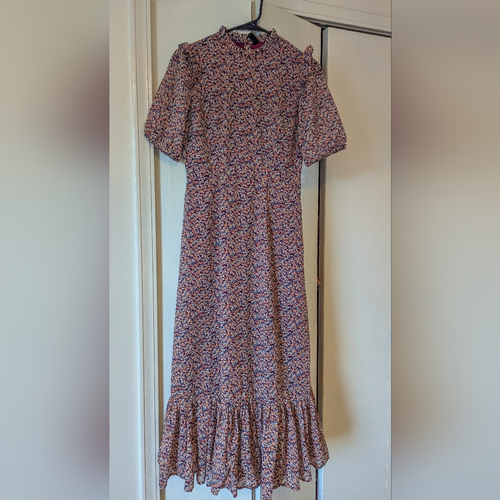 Y.A.S / ASOS Floral Short Sleeve Ruffled Midi Dress Size XS EUC!